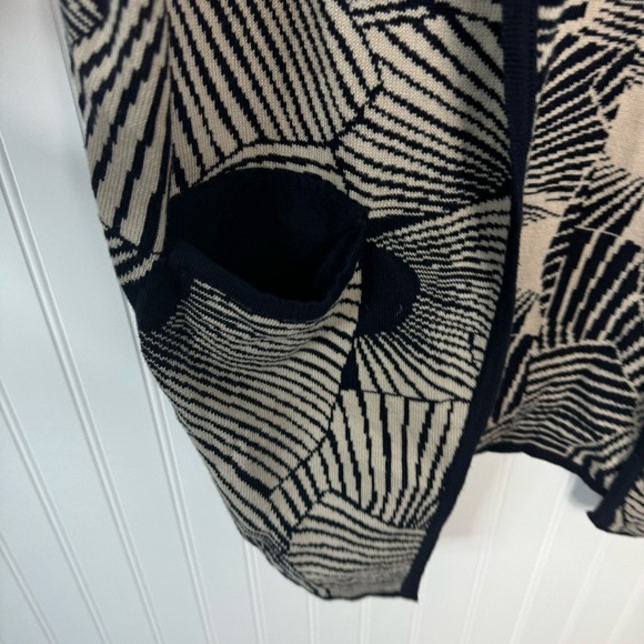 Sibin Linnebjerg Sweater XS  Geometric Print Multicolor Pockets 3/4 Sleeve Open - Picture 11 of 11